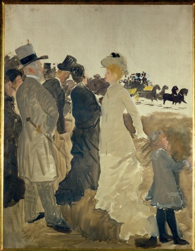 Luonnos hevoskilpailuja varten (öljy kankaalle) tekijältä Giuseppe or Joseph de Nittis