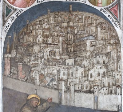 Veduta di Padova nel trecento - Basilica di Sant Antonio tekijältä Giusto de Menabuoi