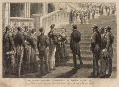 Kuningatar Victoria vastaanottaa kuningas Ludvig Philippe Windsorin linnassa tekijältä Godefroy Durand