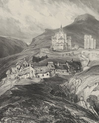 Saint-Nectairen kirkon ulkoapsi, 1831. tekijältä Godefroy Engelmann