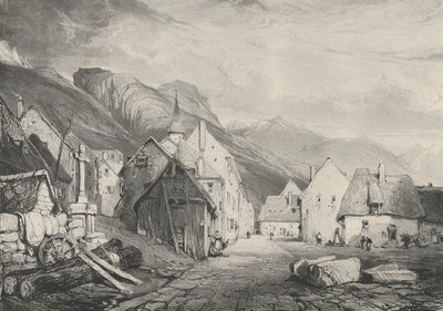 Sisäänkäynti Les Bainsin kylään, 1831 tekijältä Godefroy Engelmann