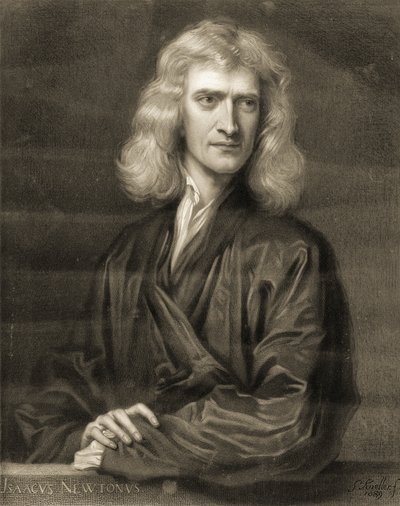 Sir Isaac Newtonin muotokuva tekijältä Godfrey (after) Kneller