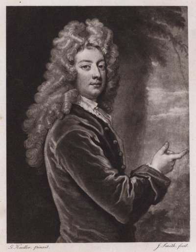 William Congreve, englantilainen näytelmäkirjailija (kaiverrus) tekijältä Godfrey (after) Kneller