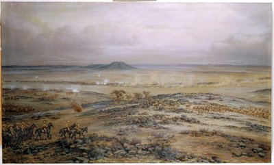 Hyökkäys Cronjen joukkoja vastaan Vedute Driftissä lähellä Paardebergiä, 1900 tekijältä Godfrey Douglas Giles