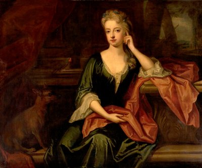 Nainen koiran ja papukaijan kanssa, 1600-luku tekijältä Godfrey Kneller
