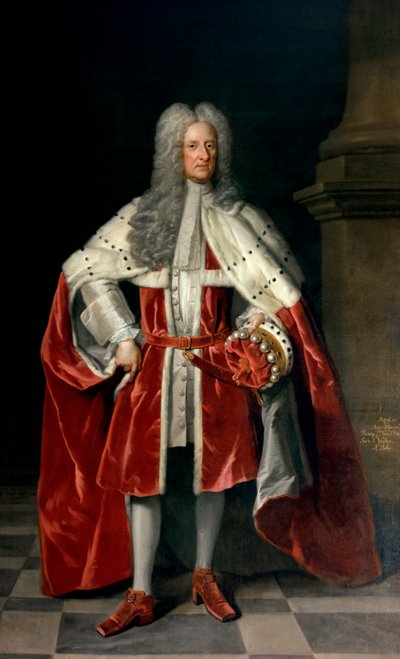 Henryn, 1. varakreivi St. Johnin (1652-1742) muotokuva hänen kruunausvaatteissaan, 1727 tekijältä Godfrey Kneller
