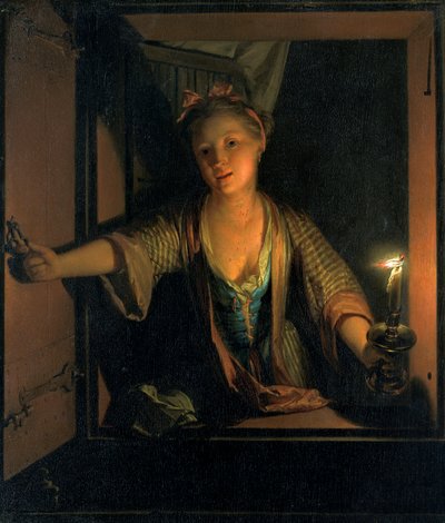 "Tyttö ikkunalla", 1663-1700 tekijältä Godfried Schalcken