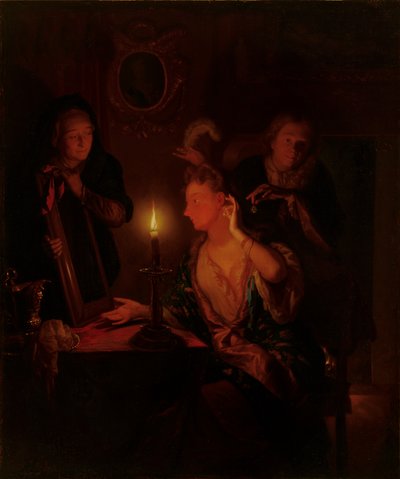 Lady at a Mirror by Candlelight tekijältä Godfried Schalcken