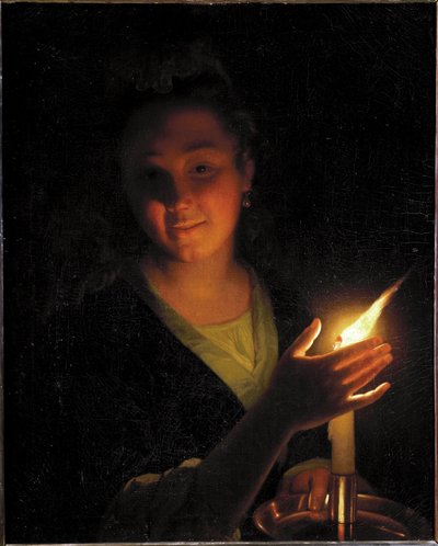 Nainen valolla (öljy kankaalle tekijältä Godfried Schalcken
