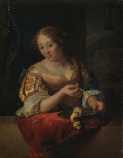 Nuori nainen sitruunalla tekijältä Godfried Schalcken