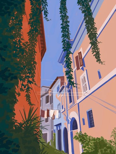 Viehättävä eurooppalainen katu tekijältä Goed Blauw