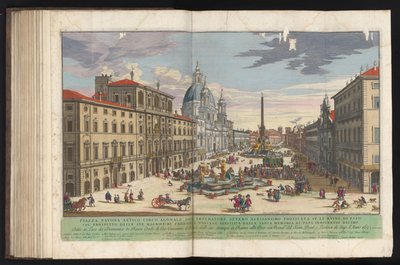 Piazza Navona te Roomassa Esite Quirinalessa sijaitsevasta paavinpalatsista, joka tunnetaan nimellä Monte Cavallo (otsikko esineessä) tekijältä Gommarus Wouters