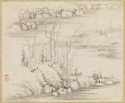 Maisemat ja puut, n. 1679. tekijältä Gong Xian