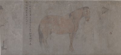 Yksityiskohta Five Tribute Horses -hevosesta (muste ja väri paperille) tekijältä Gonglin Li