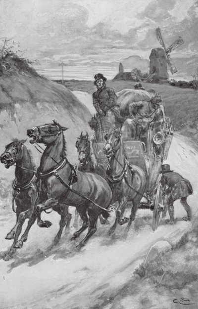 Näyttämövalmentaja vanhoina aikoina (litografia) tekijältä Gordon Frederick (after) Browne