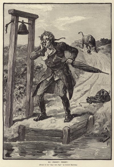 Hei! Lautta! Lautta! (kaiverrus) tekijältä Gordon Frederick (after) Browne