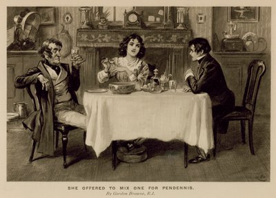 Kuvitus Thackerayn Pendenniksen historiaan (litho) tekijältä Gordon Frederick (after) Browne
