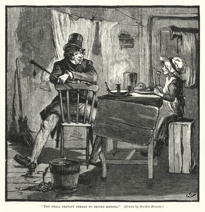 Pieni palvelija ei tarvinnut toista tarjousta (kaiverrus) tekijältä Gordon Frederick (after) Browne