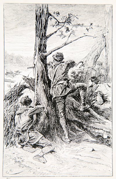 Kuvitus teoksesta "With Wolfe in Canada, or Winning of a Continent", kirjoittanut G.A. Henty, pubi. Blackie and Son Ltd., 1887 tekijältä Gordon Frederick Browne