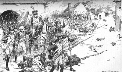 Kolumni pylvään perään pakotti tiensä kylään, vain syrjäytettäväksi takaisin, 1896, 1902 tekijältä Gordon Frederick Browne
