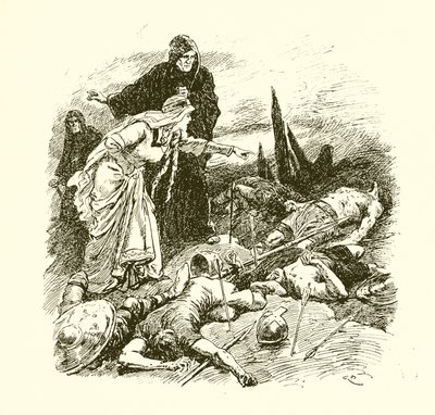 Kuningatar Edith löytää Haroldin ruumiin Hastingsin taistelun jälkeen. tekijältä Gordon Frederick Browne