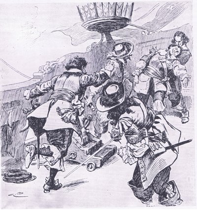 Von Trompin kuolema 31. heinäkuuta 1653, kuva brittiläisistä taisteluista maalla ja merellä, 1915 tekijältä Gordon Frederick Browne