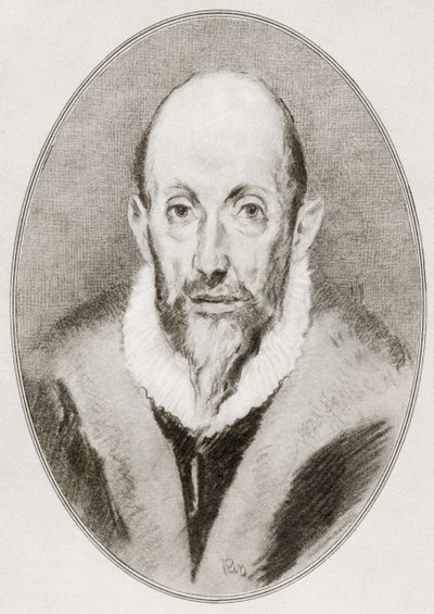 Domenikos Theotokopoulos, El Greco, teoksesta Living Biographies of Great Painters. tekijältä Gordon Ross