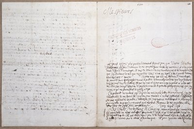 Ensimmäinen sivu kirjeestä, jonka Leibniz kirjoitti hänen pääsystään Academie des Sciences -akatemiaan Pariisissa, 8. helmikuuta 1700 tekijältä Gottfried Wilhelm Leibniz