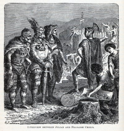 Julianuksen ja Frankish Chiefsin haastattelu, 1882 tekijältä Gottlob Heinrich Leutemann