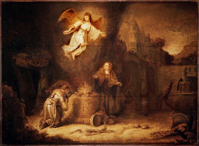 Manoahin uhri. Manoach on Simsonin isä (öljymaalaus). tekijältä Govaert Flinck