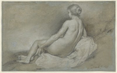 Istuva nainen alaston takaa katsottuna tekijältä Govert Flinck