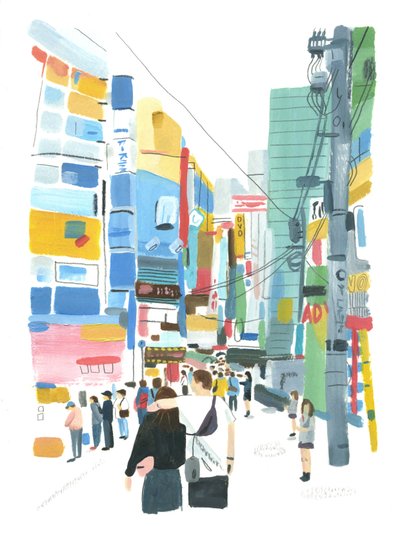 Akihabara, 2015 (öljy paperille) tekijältä Grace Helmer