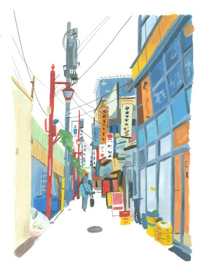 Shinjuku, 2015 (öljy paperille) tekijältä Grace Helmer