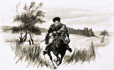 Munkki Johannes tulisella mongolialaisella hevosella. tekijältä Graham Coton