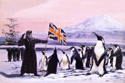 James Clark Ross istuttaa Union Jackin Etelämantereen jäähän vuonna 1840. tekijältä Graham Coton