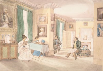 Sisustus Hattonissa, Warwickshiressä, 1820-30. tekijältä Granddaughters of Dr. Samuel Parr.