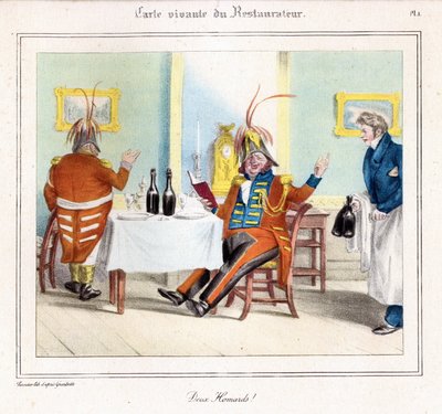 Restaurateur Living Map: Kaksi hummeria! 1831-32 (litografia) tekijältä Grandville