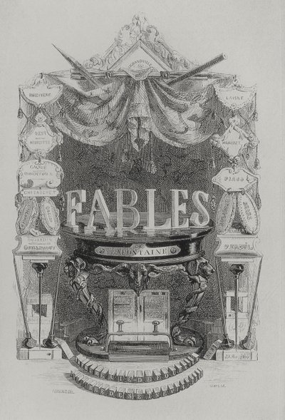 Fables de las Fountaine otsikkosivu tekijältä Grandville