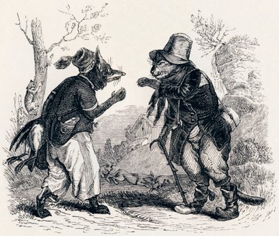 Kissa ja kettu (Le chat et le renard) - La Fontainen tarinoita tekijältä Grandville