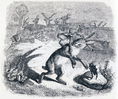 Jäniksen korvat - La Fontainen sadut - Fables by La Fontaine tekijältä Grandville