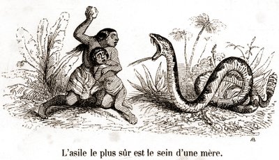Turvallisin turvapaikka on äidin rinta - tekijältä Grandville (1803 47)