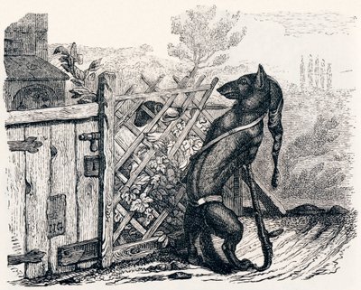 Susi ja laiha koira (Le loup et le chien maigre) - La Fontainen tarinat tekijältä Grandville