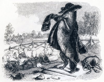 Susi, josta tulee paimen (Le loup devenu berger) - La Fontainen tarinoita tekijältä Grandville