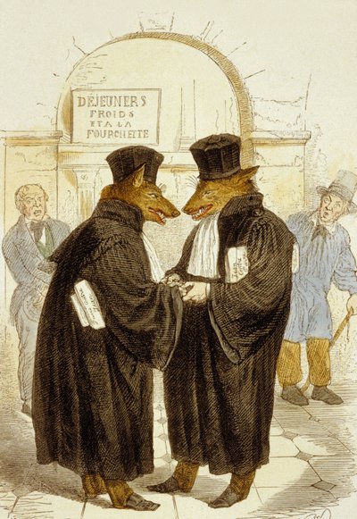 Ehre unter Dieben, aus 100 Sprichwörtern von Grandville (1803-47)