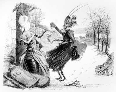 Cicada and the Ant, kuvitus "Fables" of La Fontainen (1621-95), julkaisija H. Fournier Aine, 1838 tekijältä Grandville