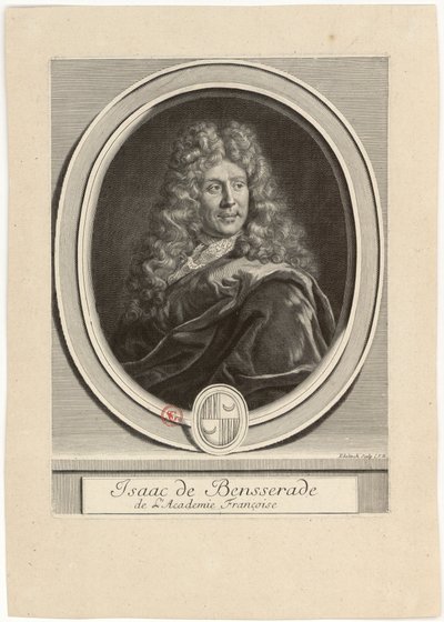 Isaac de Bensserade Académie Françoisen akatemiasta tekijältä Gérard Edelinck
