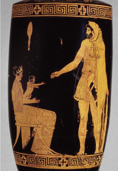 Ullakon punahahmoinen lekythos, joka kuvaa Herakleksen keraamista yksityiskohtaa vuodelta 100581 tekijältä Greek