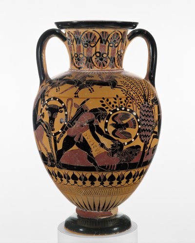 Kalcidialainen mustan figuurin kaula-amfora, jossa Odysseus tappaa traakialaisen, n. 540 eaa. (terrakotta). tekijältä Greek