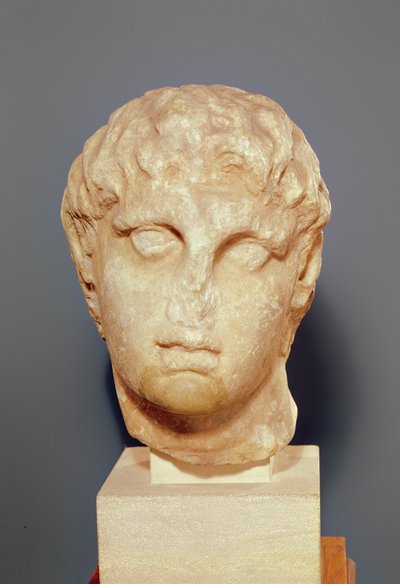 Diadokien pää tai Aleksanteri III:n (356-323 eKr.) Suuren pää (marmori) tekijältä Greek