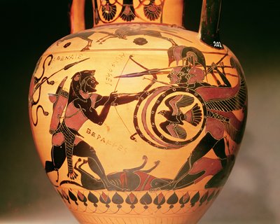 Herakles taistelee Geryonia (keraaminen) tekijältä Greek